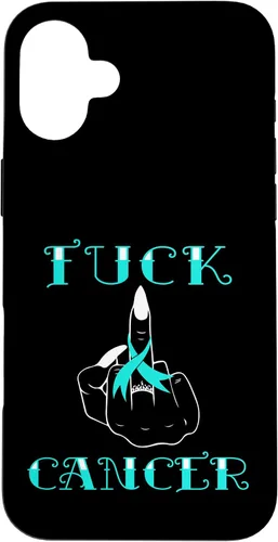 Vista 23 de Fuck Cancer Tattoos Survivor Teal Ribbon Ovarian Cancer Case for iPhone 16