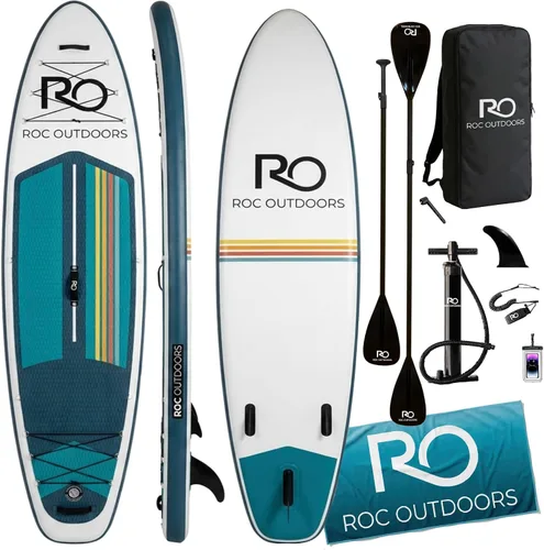 Vista 34 de Roc Inflatable Stand Up Paddle Board 10' 6" with Premium SUP Paddle Board Accessories, Wide Stable Design, Non-Slip Comfort Deck for Youth & Adults