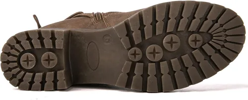 Vista 6 de Globalwin - Botas de motociclista para mujer, agujetas, a media pantorrilla, estilo militar, para festivales