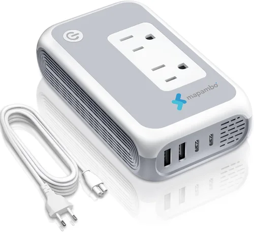 Vista 8 de Convertidor de voltaje de EE. UU. a Europa para rizadores y alisadores de cabello, PD 65 W convertidor de potencia de carga en ayuno para adaptador