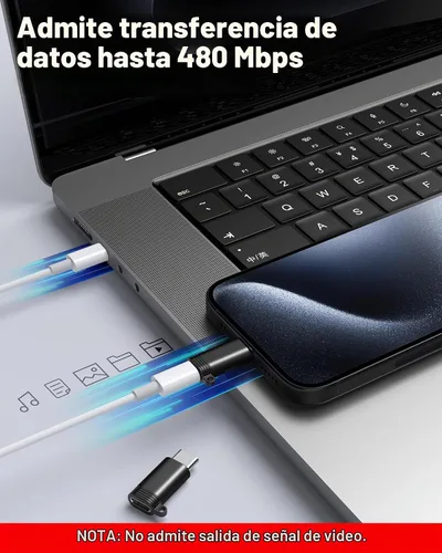 Vista 5 de Paquete de 4 adaptadores Lightning a USB C para iPhone 15/16 Pro Max/Plus, Samsung S24, iPad Air, carga rápida y transferencia de datos, cable