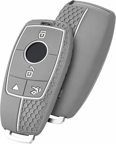 Vista 14 de ELOHEI Funda para llavero de protección de 360° de TPU suave premium para Mercedes Benz E Línea azul y negra