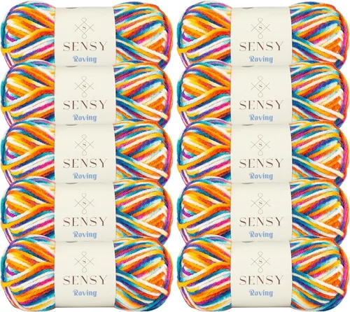 Vista 29 de Sensy Roving - Ovillo de lana multicolor, 3.5 onzas, 132 yardas, calibre 5, voluminoso (otoño)