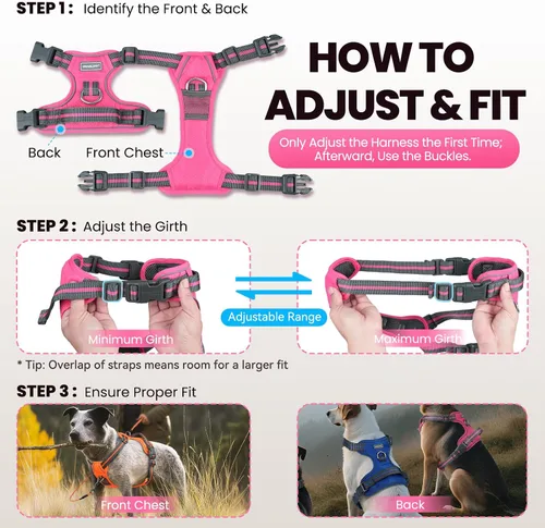 Vista 6 de Vivaglory - Arnés de arnés para perro sin tirones, XS, color negro, estampado with Handle Front and Back Clip for Training & Pulling, No Pull &