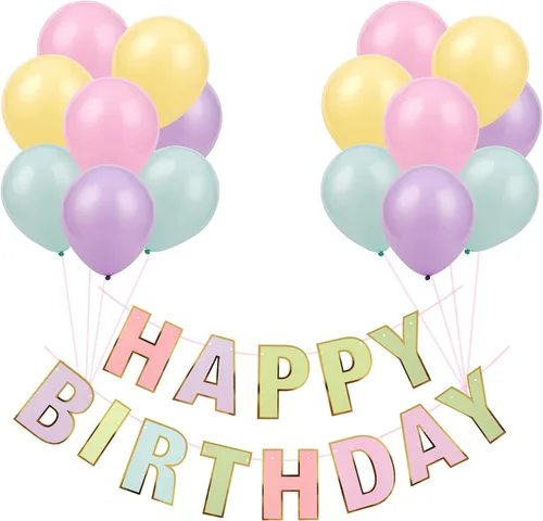 Vista 11 de Cartel de feliz cumpleaños, banderines, globos de fiesta azul bebé, confeti, globos de látex, pancartas de fiesta para niños y niñas, decoraciones