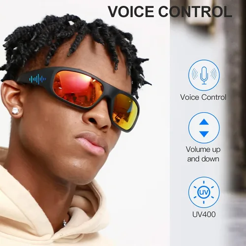 Vista 3 de OhO sunshine Bluetooth Audio Sunglasses, Lightweight Open Ear Sport Glasses, 10H Playtime,Water Resistant with Voice Control