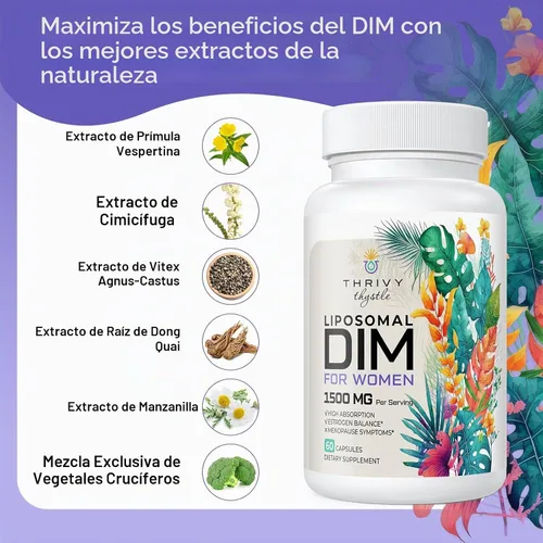 Vista 4 de DIM liposomal 400 mg - Equilibrio hormonal, apoyo de estrógeno para mujeres, suplemento DIM con vitamina E, onagra, cohosh negro, ácidos grasos