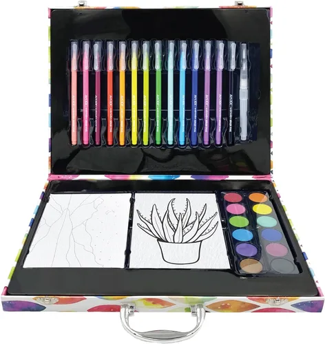 Vista 2 de Art 101 Budding Artist - Juego de arte de acuarela de 44 piezas, 14 diseños para pintar