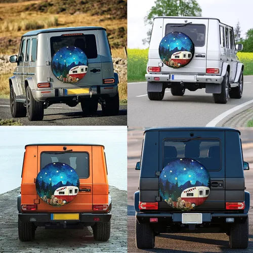Vista 6 de Cool Campers - Cubierta de neumático de repuesto para remolques de viaje, impermeable, protección solar UV, se adapta a camiones, SUV, cubiertas