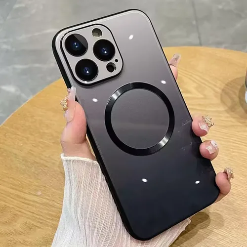 Vista 21 de Guppy Funda para iPhone 12 Pro - Parte trasera de vidrio degradado con carga magnética, película de lente, color negro