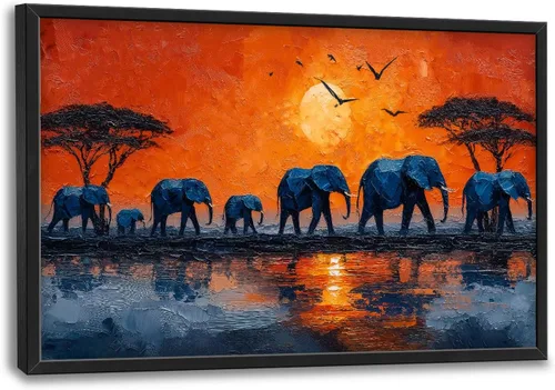 Vista 27 de Arte de pared grande para sala de estar, lienzo africano, decoración de pared, imágenes tribales afroamericanas, siluetas de mujeres, pinturas