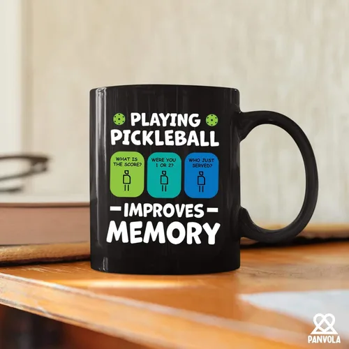 Vista 6 de Taza de cerámica Playing Pickleball Improves Memory Pickleball Lovers Gifts Coffee Cup 11 oz (negro)