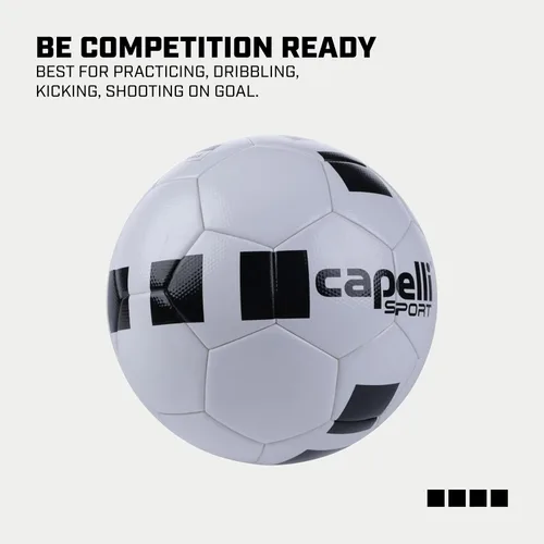 Vista 5 de Capelli Sport Balón de fútbol tamaño 5, 4 cubos de competición clásica Elite pelota de fútbol para jugadores jóvenes y adultos, entrenamiento al