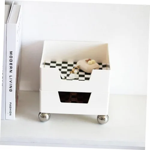 Vista 5 de Bandeja de almacenamiento a cuadros retro en blanco y negro, organizador decorativo para el hogar para joyas y cosméticos, plato de escritorio