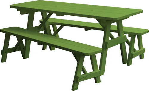 Vista 2 de Furniture Barn USA Pine - Mesa tradicional de 4 pies con 2 bancos, color negro