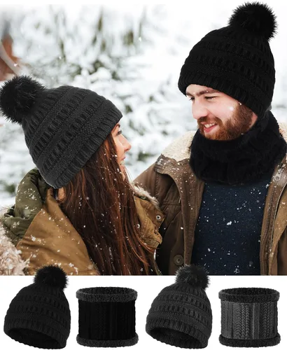 Vista 3 de Tigeen Juego de 8 guantes para pantalla táctil con forro de invierno para hombres y mujeres, guantes para pantalla táctil, bufandas