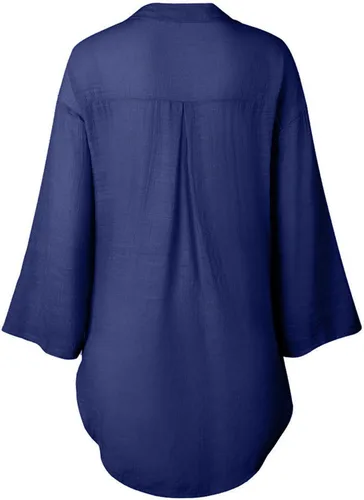 Vista 28 de Camisas de manga larga con botones para mujer, asimétricas, casuales, con cordones, túnica de gran
