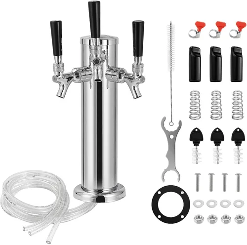 Vista 8 de Torre de cerveza Kegerator Tower doble grifo con grifo de cerveza de cierre automático