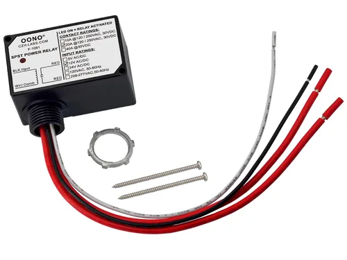 Vista 2 de Módulo de relé de potencia AC/DC 12V SPST 20Amp 250Vac/30Vdc, carcasa de plástico y precableado