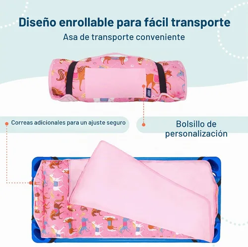 Vista 4 de Wildkin Tapete acolchado moderno de microfibra para siesta con almohada reutilizable para niños y niñas, ideal para dormir en primaria
