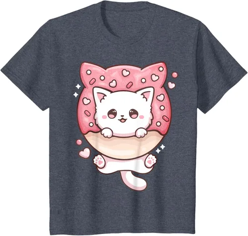 Vista 89 de Camiseta Kawaii Cat Donut Anime Lover Otaku, Negro