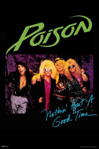 Vista 5 de Póster de Poison Nothin But a Good Time de los años 80, heavy metal de los años 90, música rock, vintage, fresco, póster de pared de 12 x 18 pulgadas