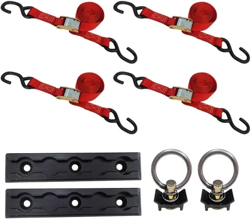 Vista 14 de Mega Cargo Control - Hebilla de leva resistente de 1" x 6' con ganchos S recubiertos de negro - WLL 400 lbs. Paquete de 4
