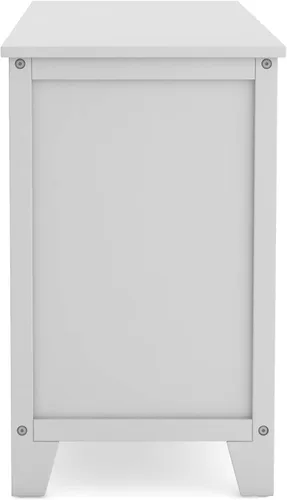 Vista 5 de Martha Stewart Estantería baja para niños (gris) - Organizador de almacenamiento de madera de 24 pulgadas con cubos de tela para sala