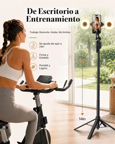 Vista 7 de UBeesize 71" Vlogging Kit, Face Tracking Tripod, Desk Stand, Mics & Light Supports Phones & Cameras,360°Auto Follow,Floor-to-Desk Setup with Remote
