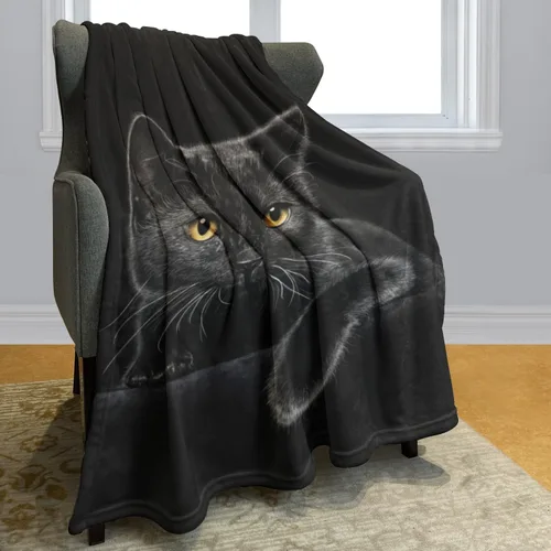 Vista 2 de HommomH Manta de gato negro para mujeres y niñas, regalos amantes de los gatos, manta de forro polar suave para sofá cama, acogedora decoración