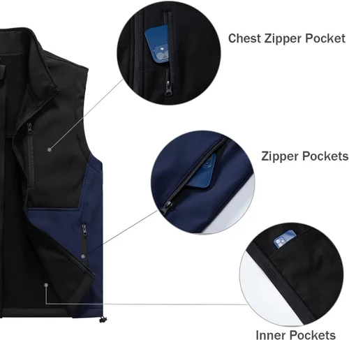 Vista 22 de Msmsse Chaleco ligero para hombre, con cuello alto, sin mangas, para senderismo, correr, golf
