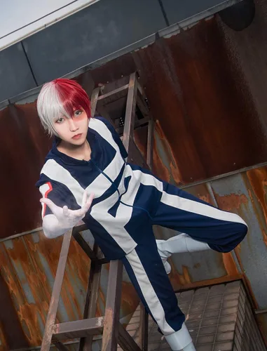 Vista 4 de CR ROLECOS BNHA MHA - Uniforme de gimnasio UA de entrenamiento para cosplay