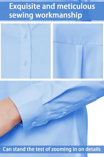 Vista 4 de TOLOVIC Wrinkle Free Womens Button Down Shirts for Women Long Sleeve Stretch Business Office Formal Work Blouses Tops