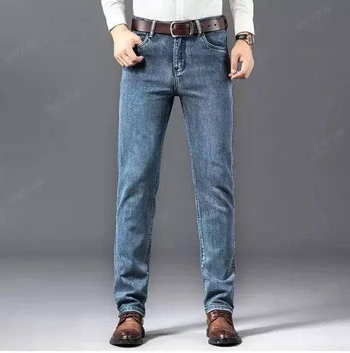 Vista 6 de JANTTAWEAR Vaqueros rectos regulares para hombre, jeans elásticos rasgados
