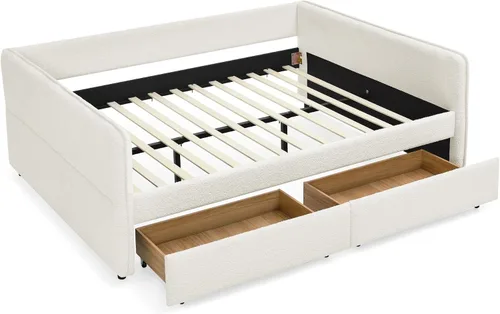 Vista 5 de Sofá cama tapizado tamaño Queen con cajones para adolescentes adultos
