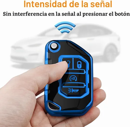 Vista 5 de Funda para Llavero de Jeep con Llavero Carcasa de Llave de Protección Completa Suave Estuche de Llave Compatible con Jeep Gladiator JT Sahara JLU