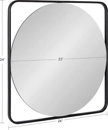 Vista 7 de Kate and Laurel Nobles Radius - Espejo esquinero enmarcado, 24x24, negro