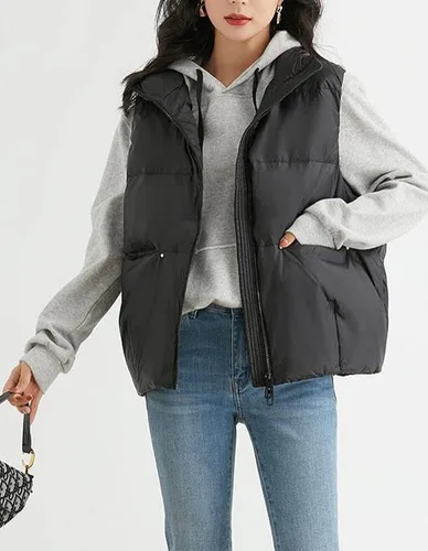 Vista 6 de COWOKA Chaleco ligero y casual grueso para mujer, sin mangas, cuello alto