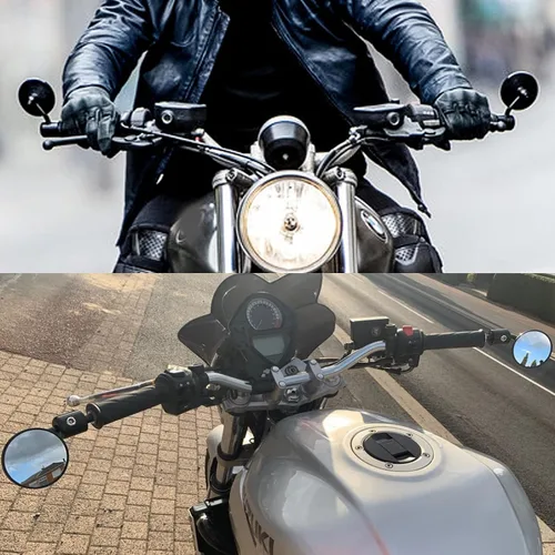 Vista 6 de Espejo de extremo de barra de manillar de motocicleta, espejo retrovisor universal de 7/8 pulgadas, mango redondo antirreflejo, compatible
