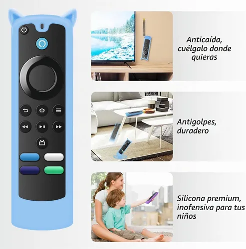 Vista 2 de Paquete de 2 fundas protectoras para control remoto, funda de silicona para control remoto que brilla en la oscuridad con cordón