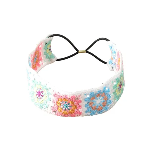 Vista 8 de LIANXUE Diadema de punto floral para mujer, turbante elástico, floral, ganchillo, cuadrado, estilo étnico, diadema envolvente para la cabeza