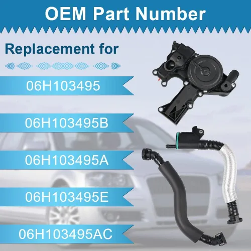 Vista 2 de Kit de manguera de respiradero de separador de aceite de ventilación del cárter del motor de la válvula PCV Compatible con Audi A3 A4 A5 Q5 TT VW