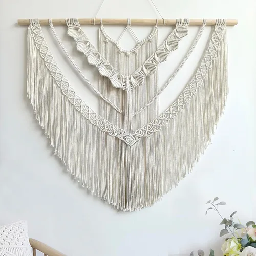Vista 13 de Achart Colgante de Macramé para Pared Grande- Decoración de Pared Boho- Arte de Pared Grande- Decoración de Pared para Sala de Estar- Tapiz
