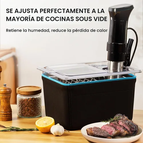 Vista 6 de HOMENOTE Recipiente Sous Vide de 12 cuartos con tapa universal plegable con bisagras, kit completo de accesorios Sous Vide libre de BPA, compatible