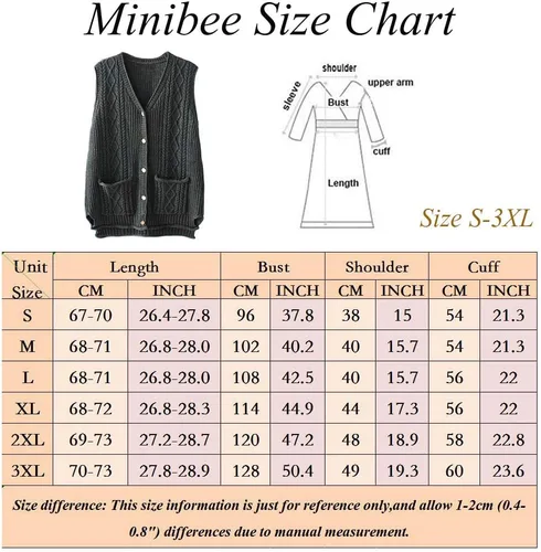 Vista 3 de Minibee Chaleco de suéter para mujer, casual, sin mangas, con cuello en V, con botones, de algodón, con bolsillos