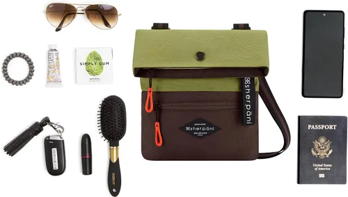Vista 8 de Sherpani Pica, bolso cruzado pequeño, de nailon, bolso cruzado ligero, bolso cruzado para mujer, Cactus, Bolso bandolera pequeño