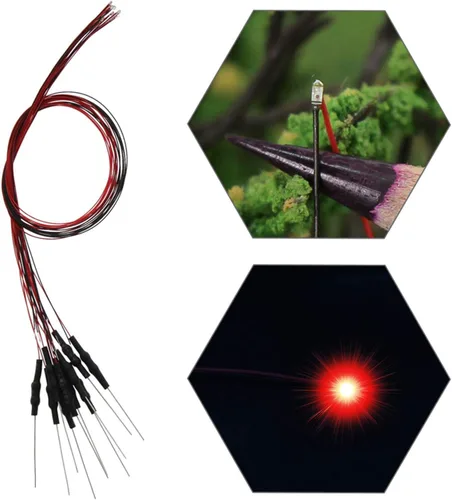 Vista 24 de L0603B 20pcs pre-cableado SMD LED 0603 Bule Diodo emisor de luz 12V Micro Litz Cable Cable Longitud 7.8 pulgadas (7.9 in) para DIY Manual