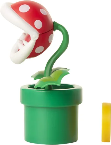 Vista 8 de World of Nintendo Super Mario Piranha Plant Figura articulada de 4 pulgadas con moneda