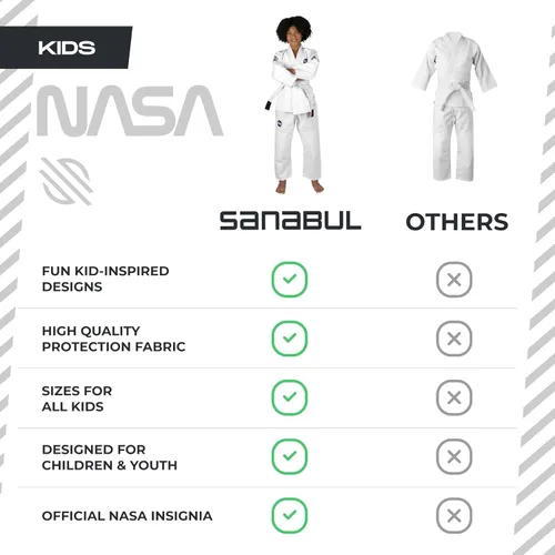 Vista 6 de Sanabul Kimono ligero de Jiu Jitsu Gi de la NASA para niños
