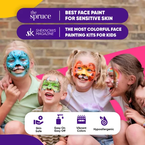 Vista 2 de Blue Squid Lápices de pintura facial – 12 colores vibrantes torcidos y lavables – Kit de pintura facial para fiestas de niños, Halloween, kit